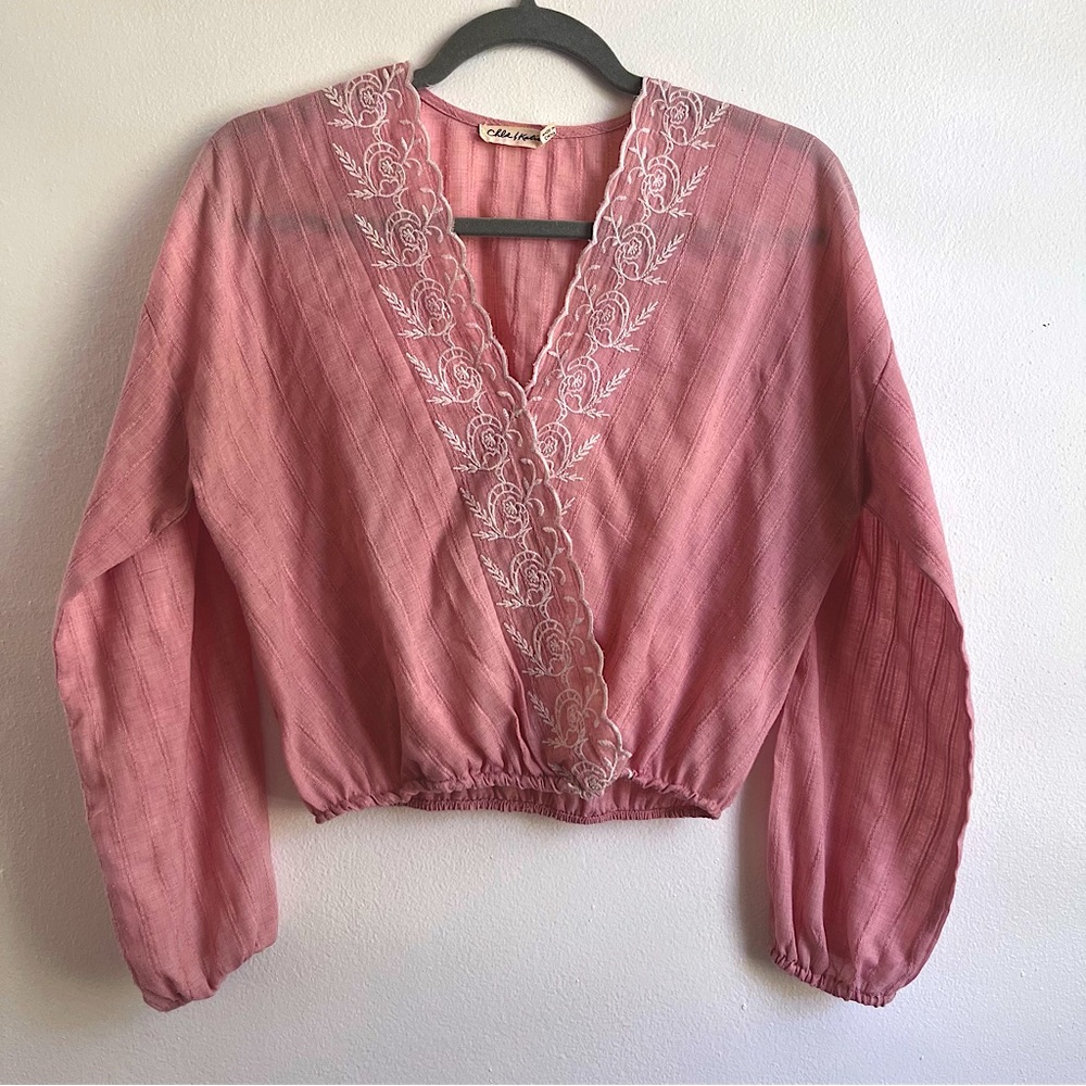 Chloe and Katie Pink Blouse Longsleeve Size XS
